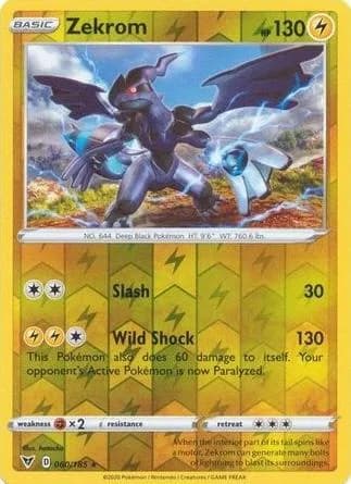 Zekrom reverse holo card front, Vivid Voltage 60/185