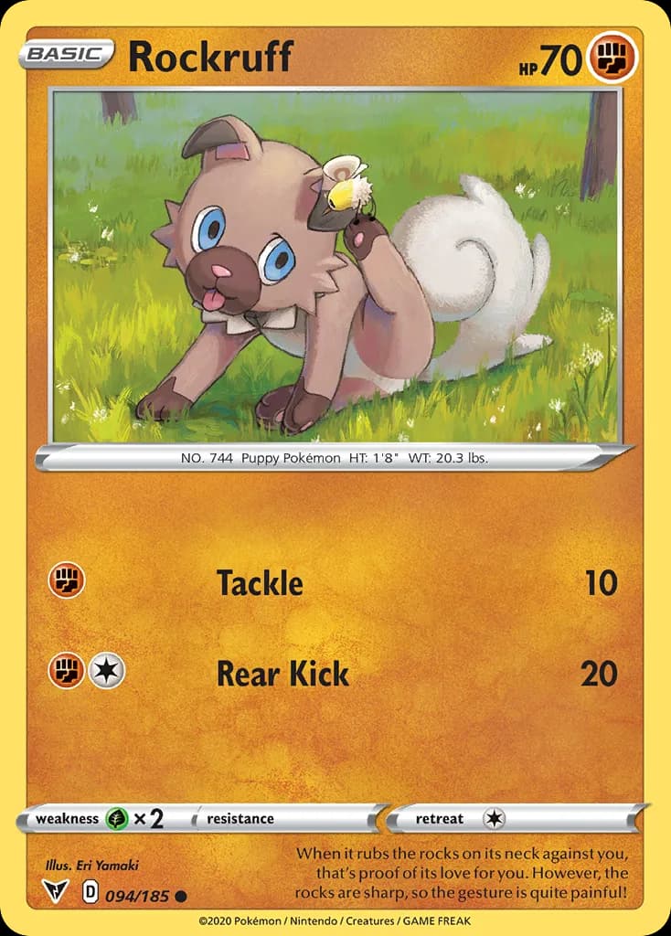 Vivid Voltage Rockruff card front, 94/185