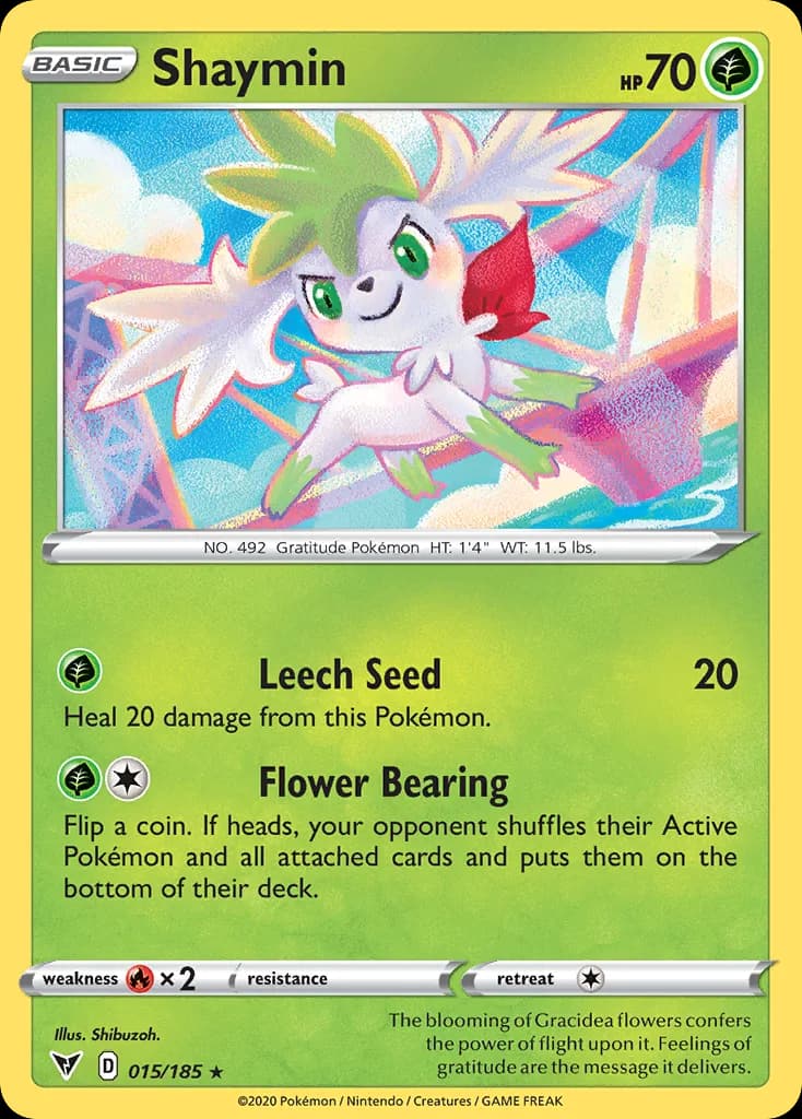 Shaymin card front, Vivid Voltage 15/185