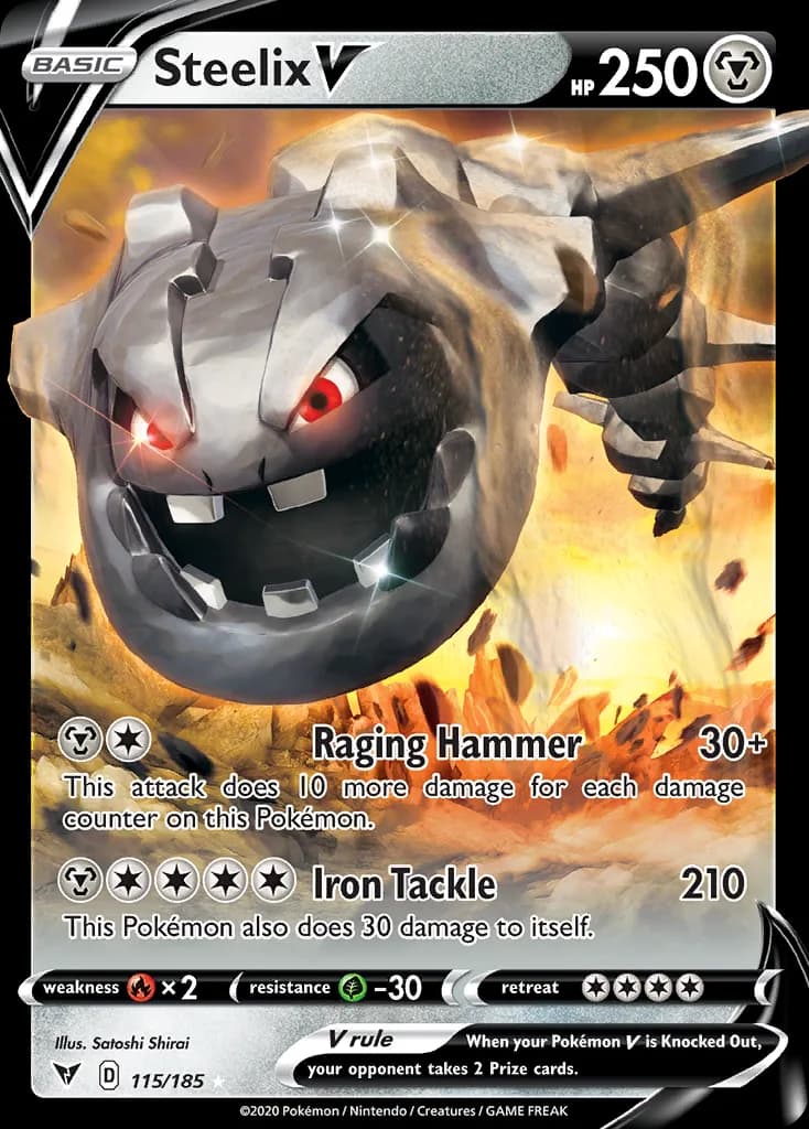 Vivid Voltage Steelix V card front, 115/185