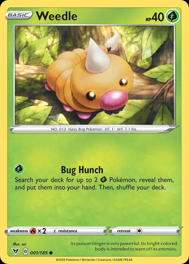 Vivid Voltage Weedle card front, 1/185