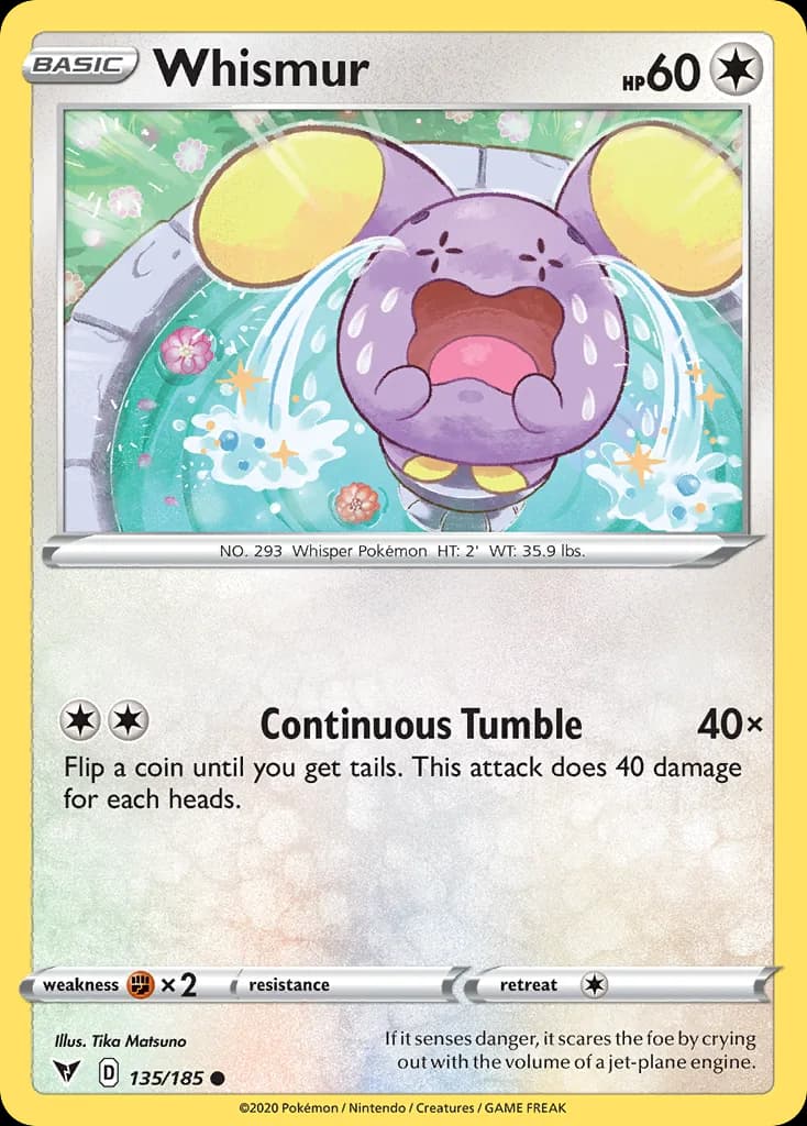 Vivid Voltage Whismur card front, 135/185