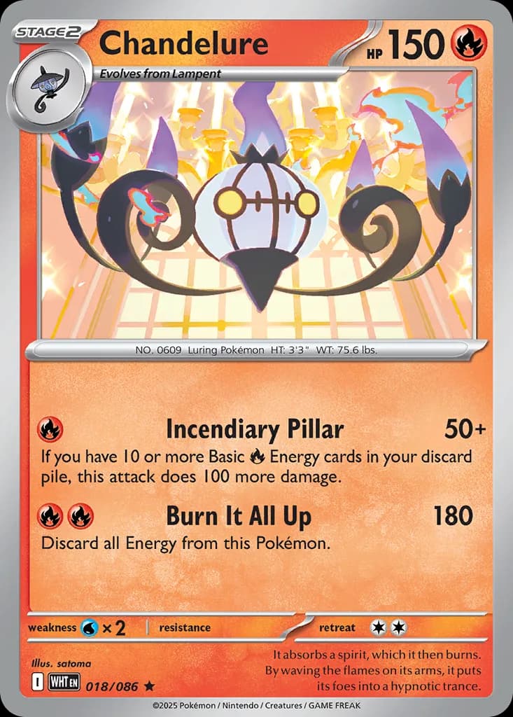 Chandelure card front, White Flare 18/86