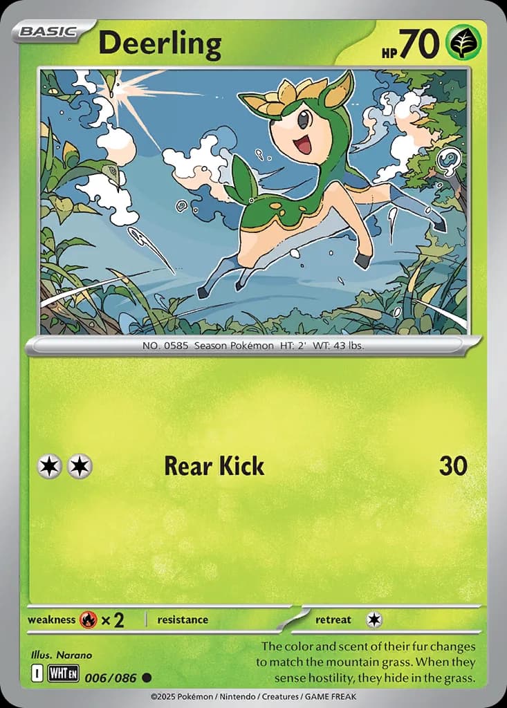 White Flare Deerling card front, 6/86