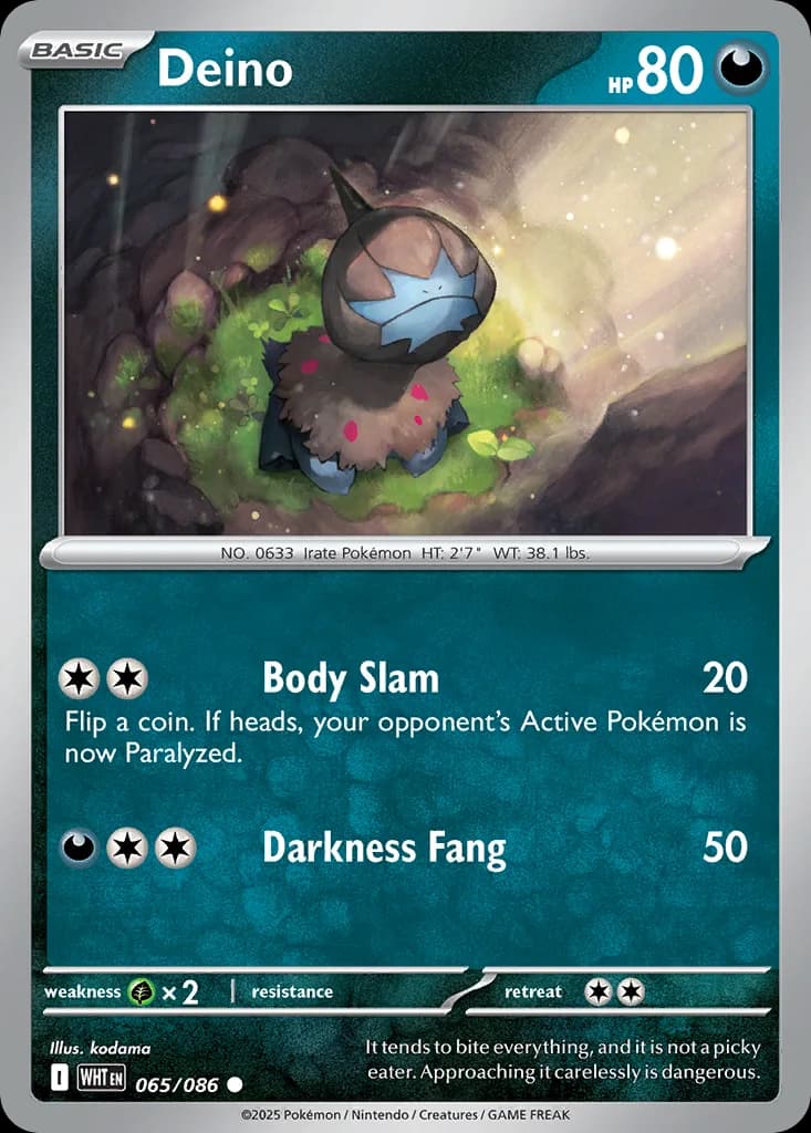 White Flare Deino card front, 65/86