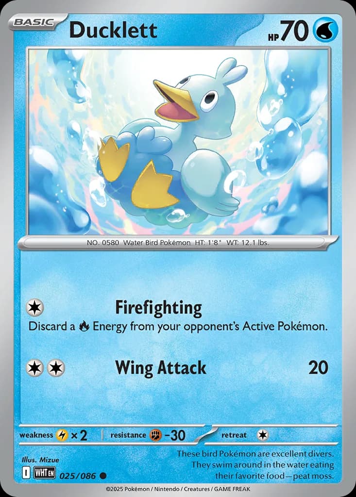 White Flare Ducklett card front, 25/86