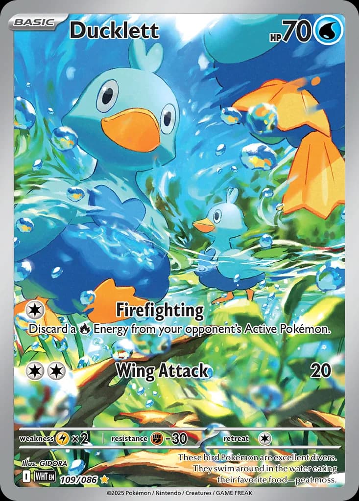White Flare Ducklett card front, 109/86