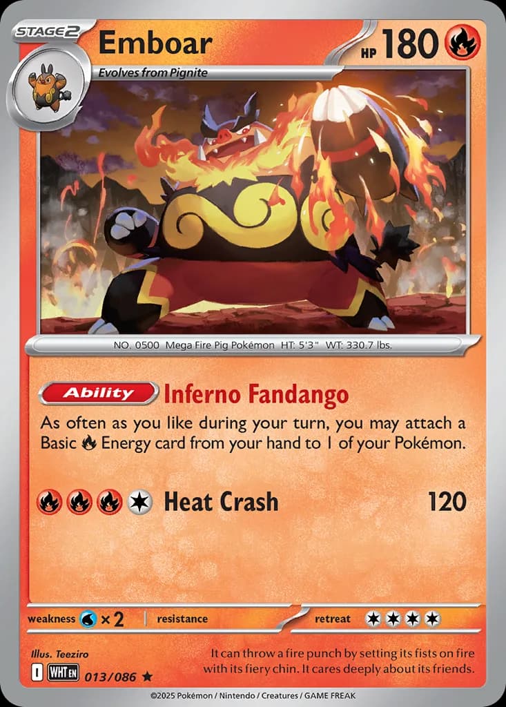 White Flare Emboar card front, 13/86