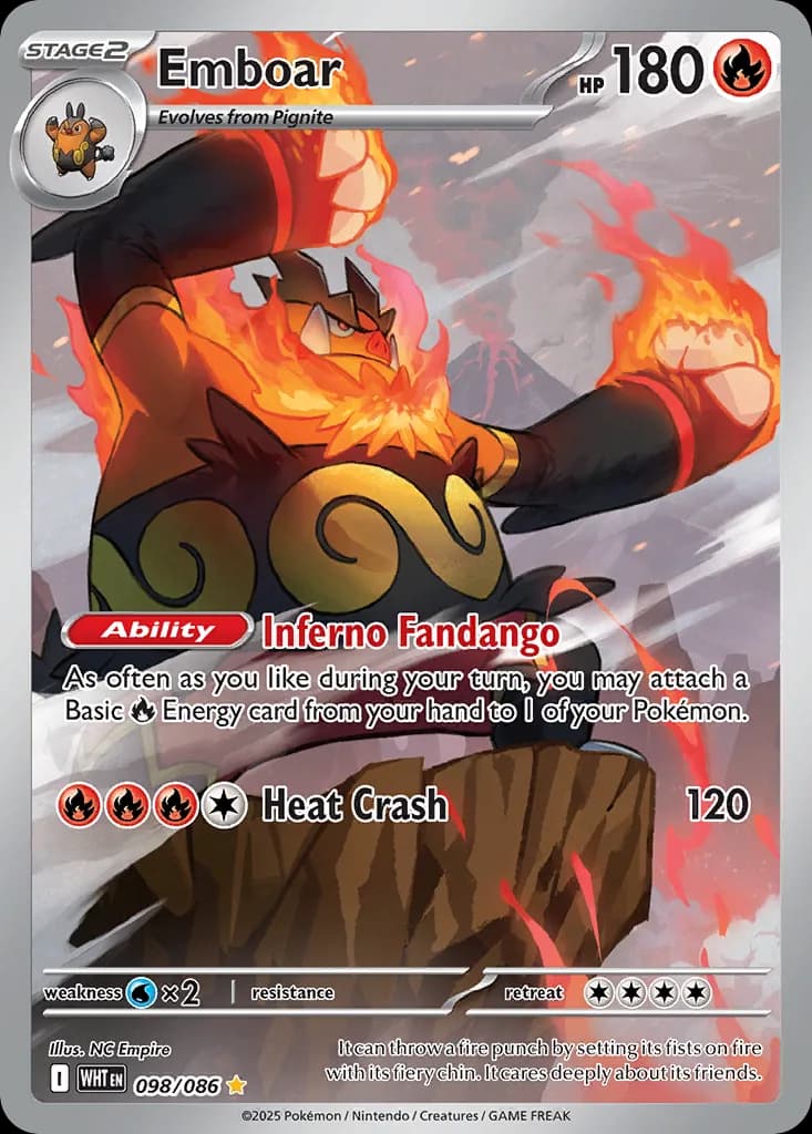 White Flare Emboar card front, 98/86