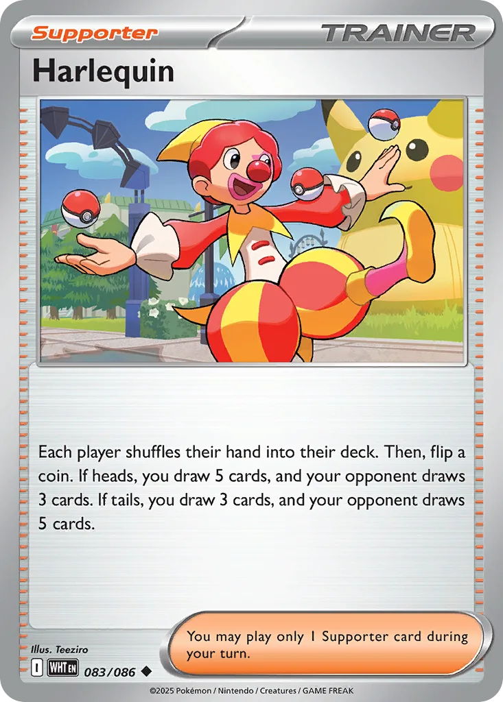 White Flare Harlequin card front, 83/86