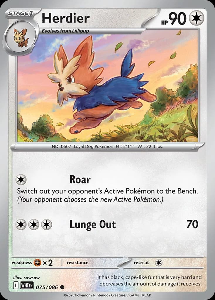 White Flare Herdier card front, 75/86