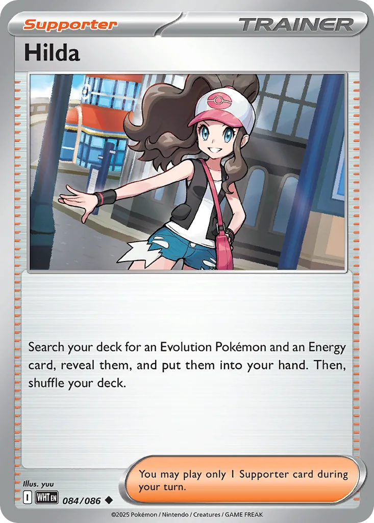 White Flare Hilda card front, 84/86