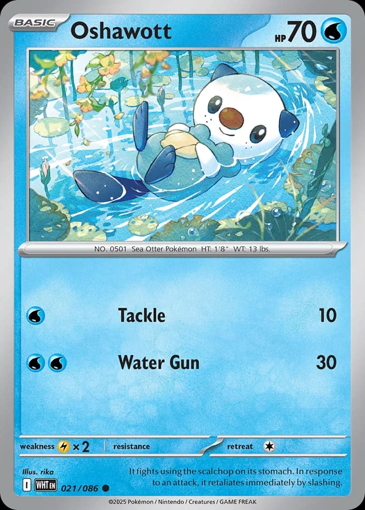 Oshawott card front, White Flare 21/86