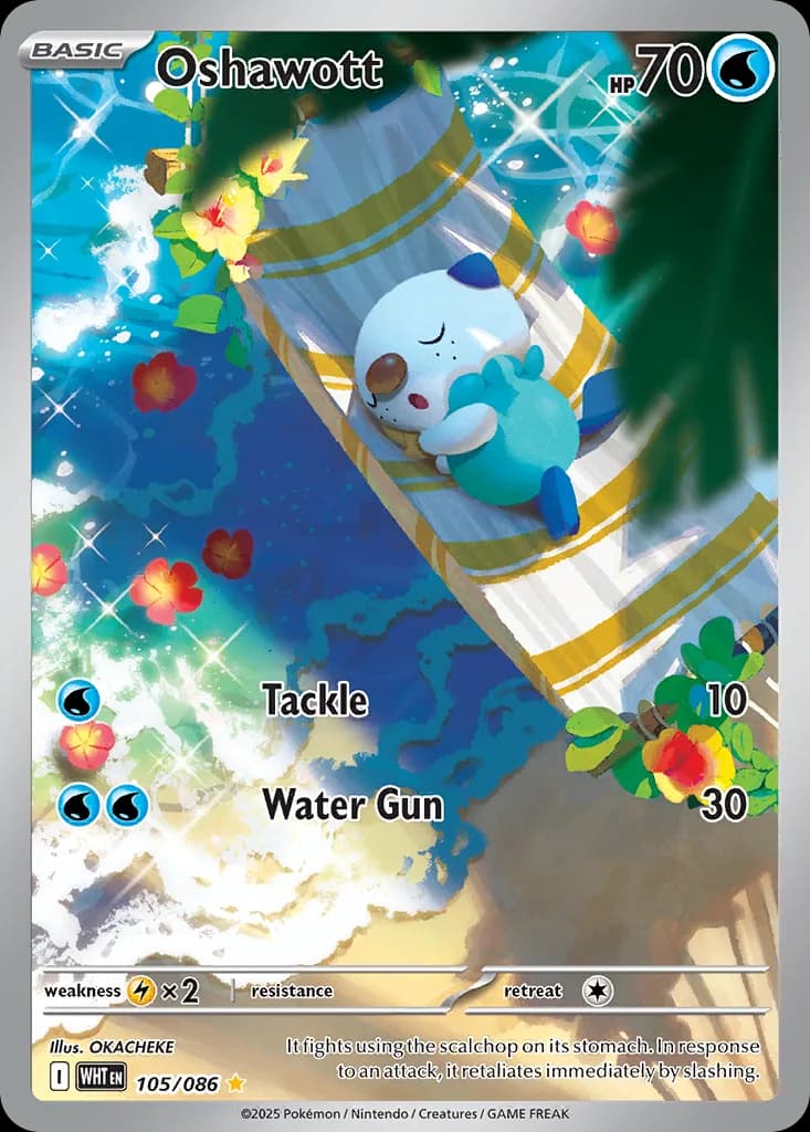 Oshawott card front, White Flare 105/86