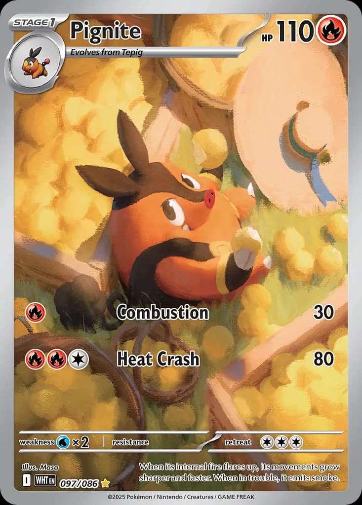 White Flare Pignite card front, 97/86