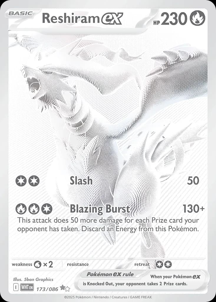 White Flare Reshiram ex card front, 173/86