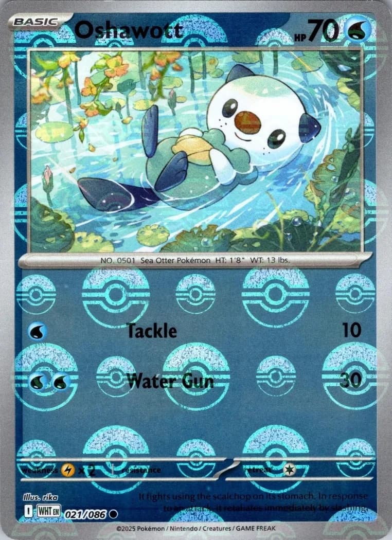 Oshawott reverse holo card front, White Flare 21/86