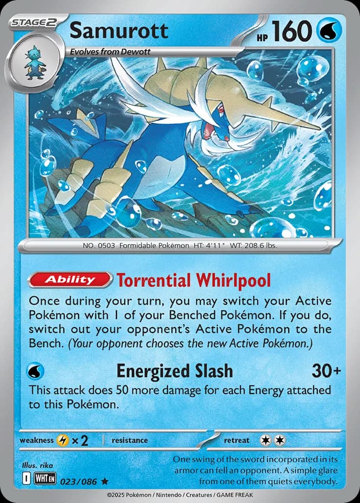 White Flare Samurott card front, 23/86