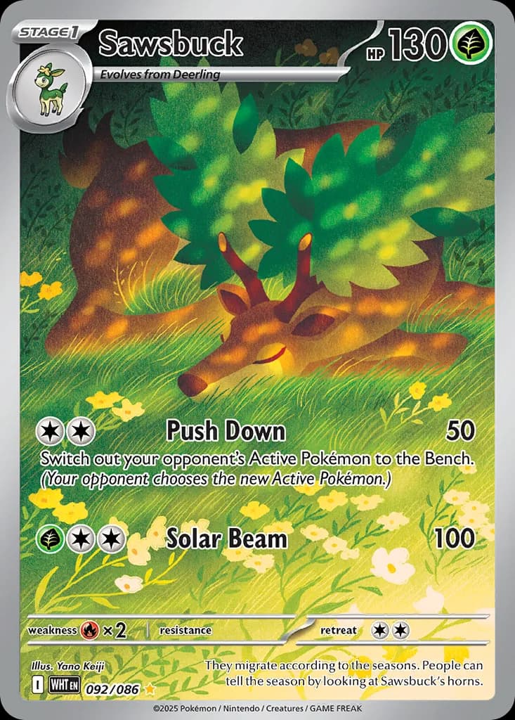 White Flare Sawsbuck card front, 92/86