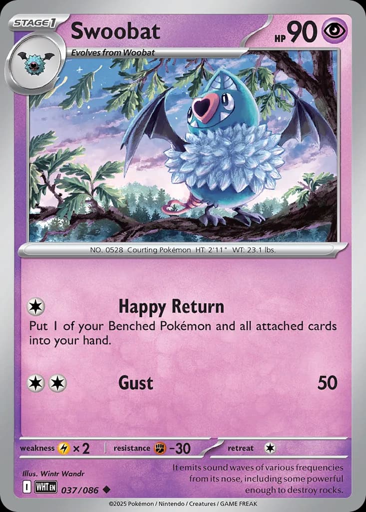 White Flare Swoobat card front, 37/86