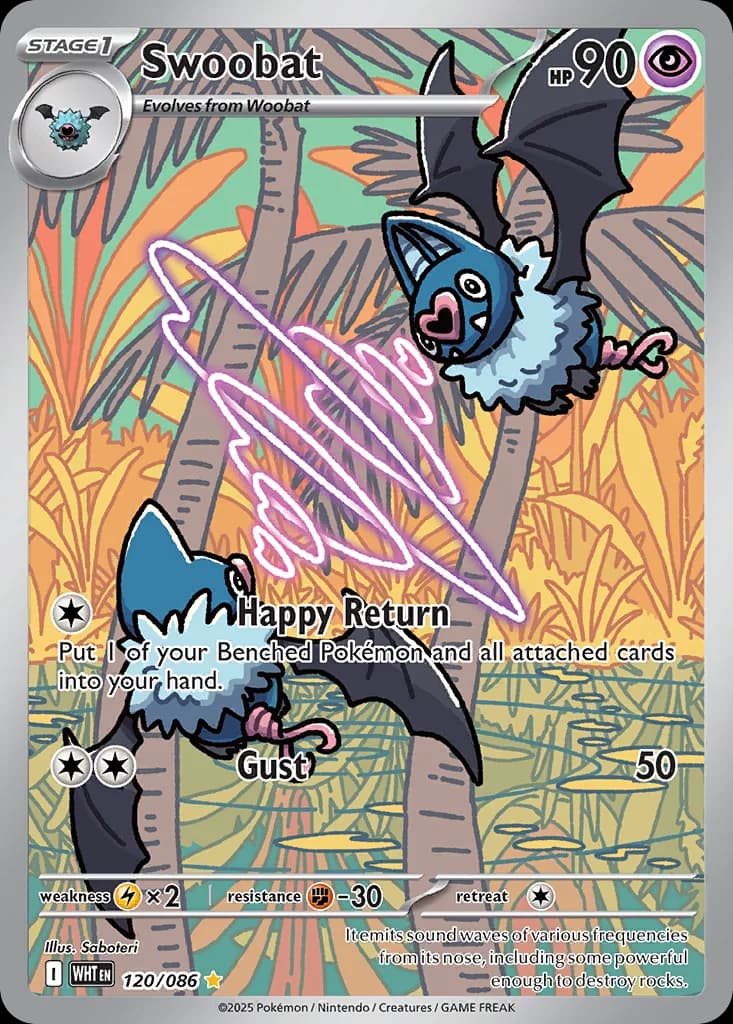 White Flare Swoobat card front, 120/86