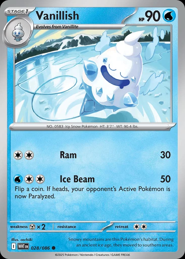 White Flare Vanillish card front, 28/86