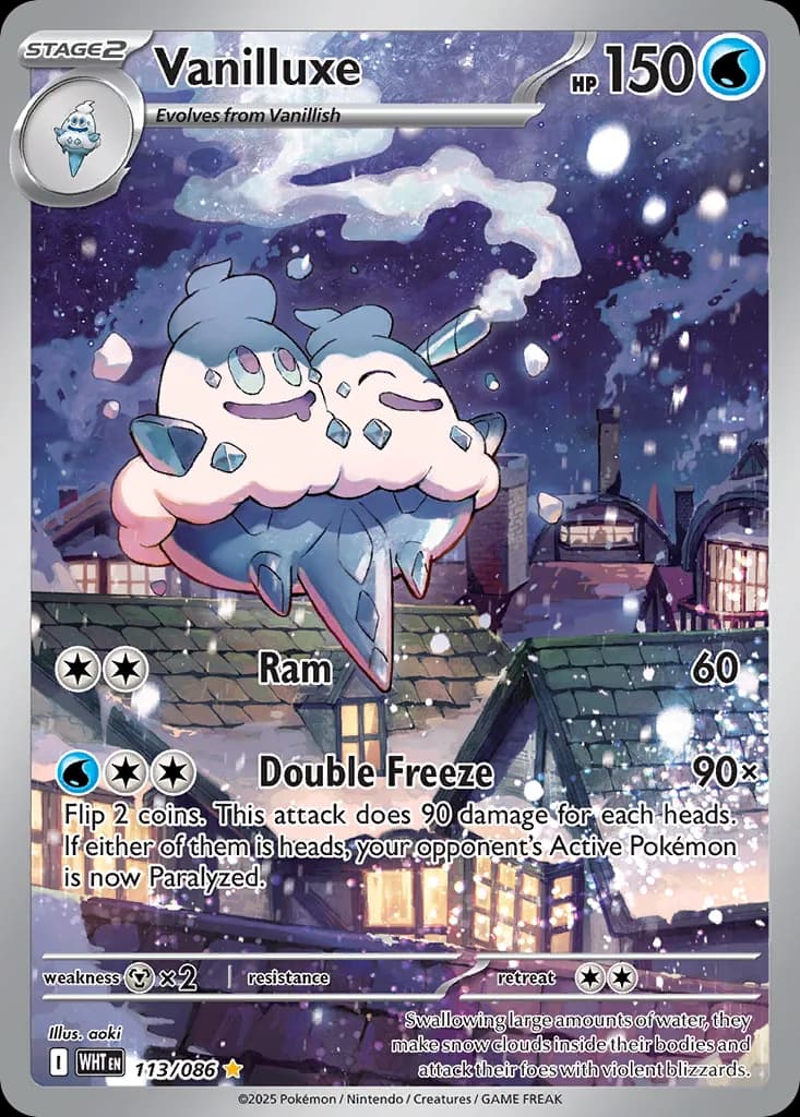 White Flare Vanilluxe card front, 113/86