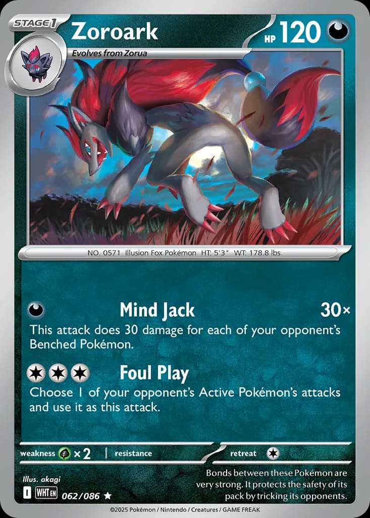 Zoroark card front, White Flare 62/86