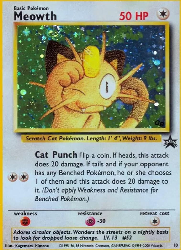 Meowth card front, Wizards Black Star Promos 10
