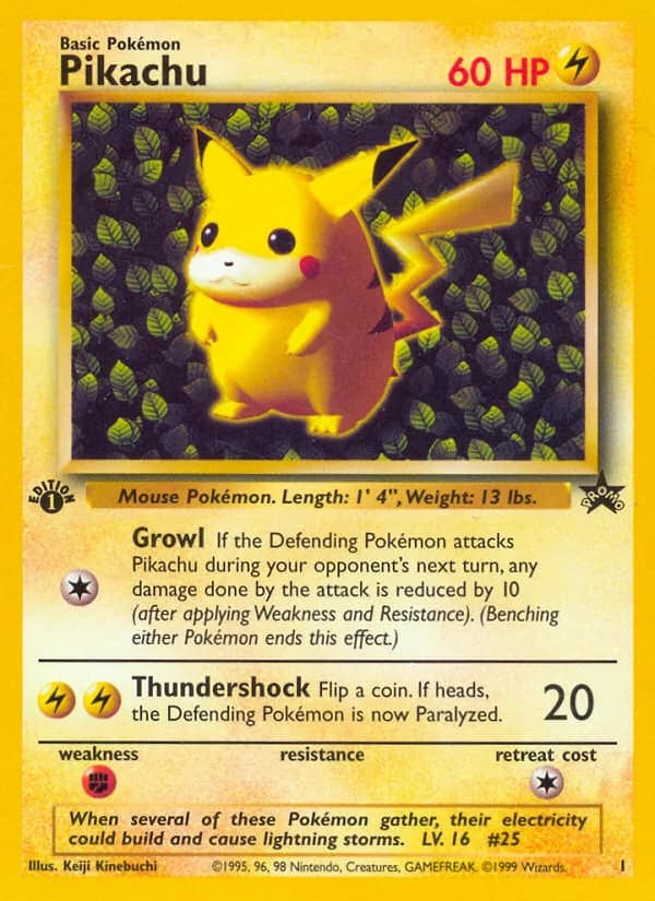 Wizards Black Star Promos Pikachu promo card front, 1