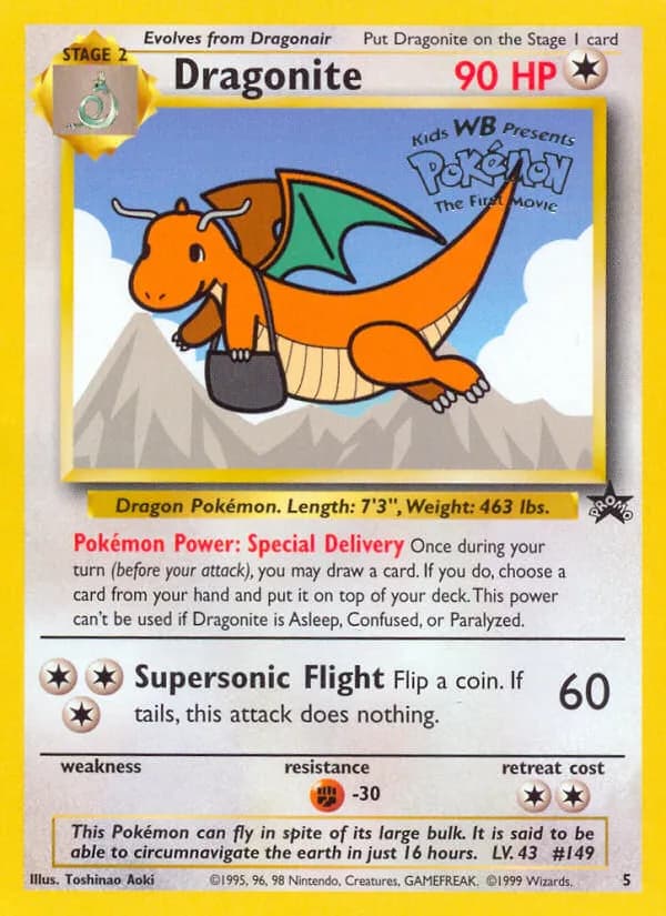 Dragonite card front, Wizards Black Star Promos 5