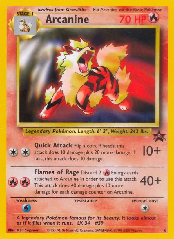 Arcanine card front, Wizards Black Star Promos 6