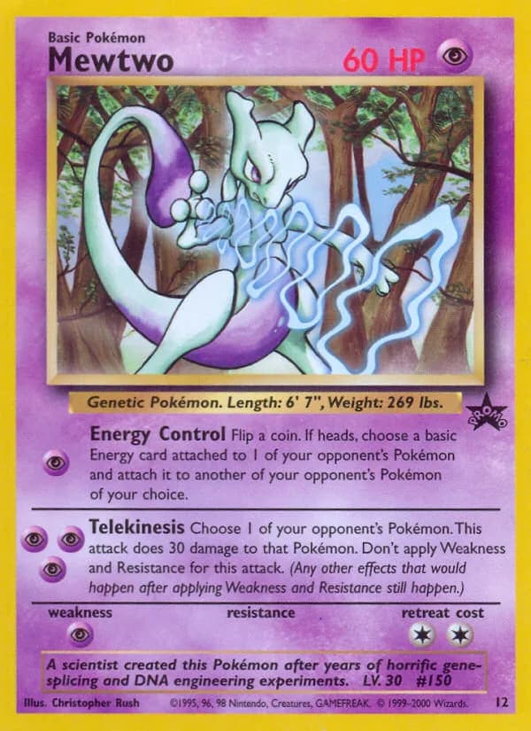 Mewtwo card front, Wizards Black Star Promos 12