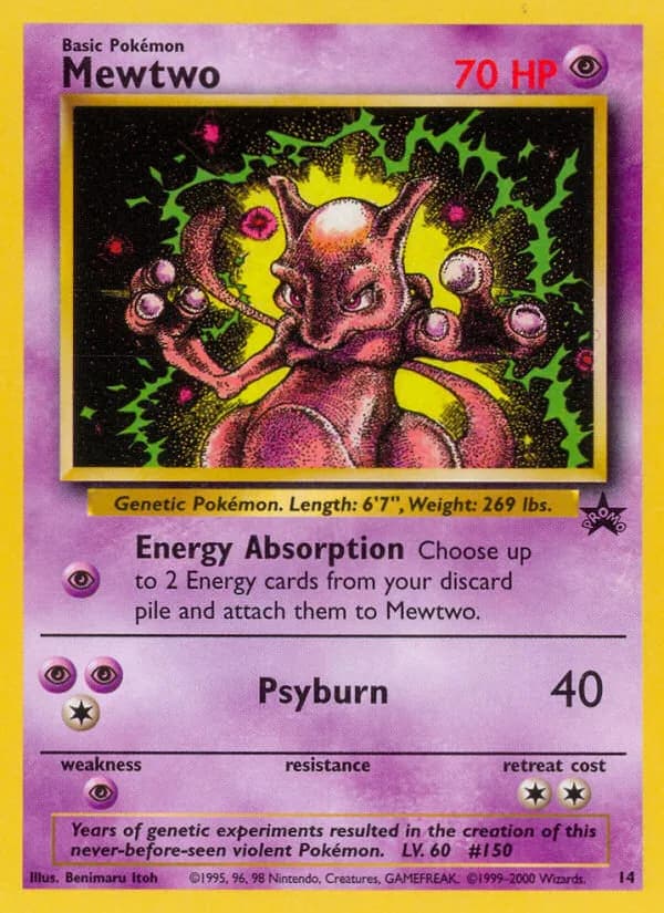 Mewtwo card front, Wizards Black Star Promos 14