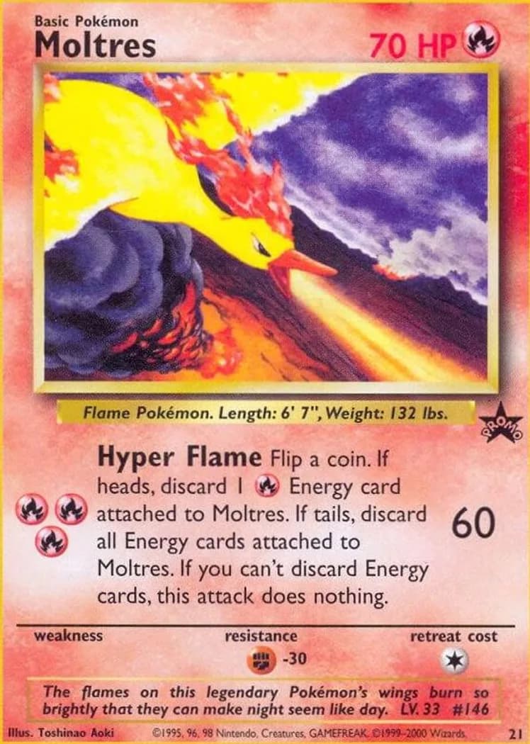 Moltres card front, Wizards Black Star Promos 21