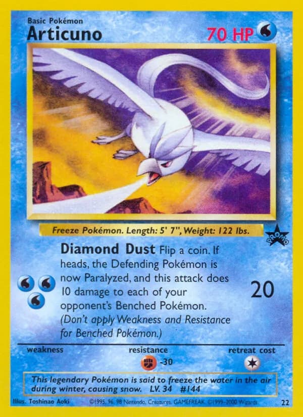 Articuno card front, Wizards Black Star Promos 22
