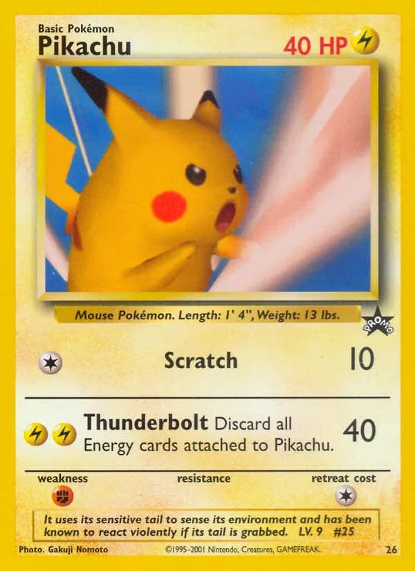 Wizards Black Star Promos Pikachu promo card front, 26