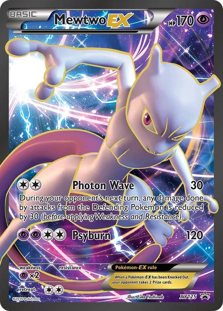 Mewtwo-EX holo card front, XY Black Star Promos XY125
