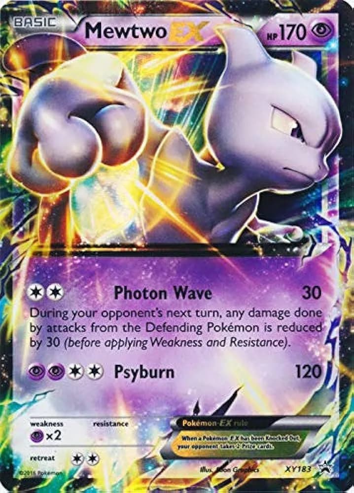Mewtwo-EX holo card front, XY Black Star Promos XY183