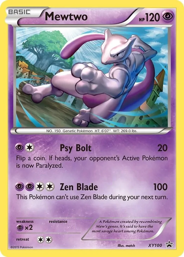 Mewtwo card front, XY Black Star Promos XY100
