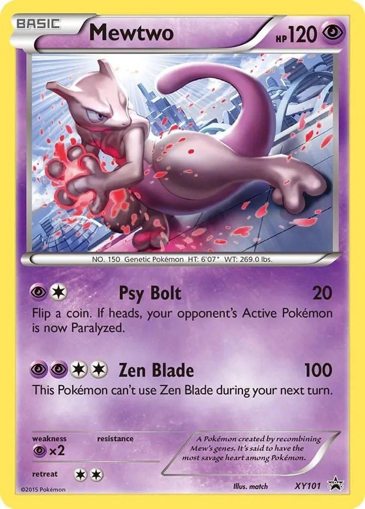 Mewtwo card front, XY Black Star Promos XY101