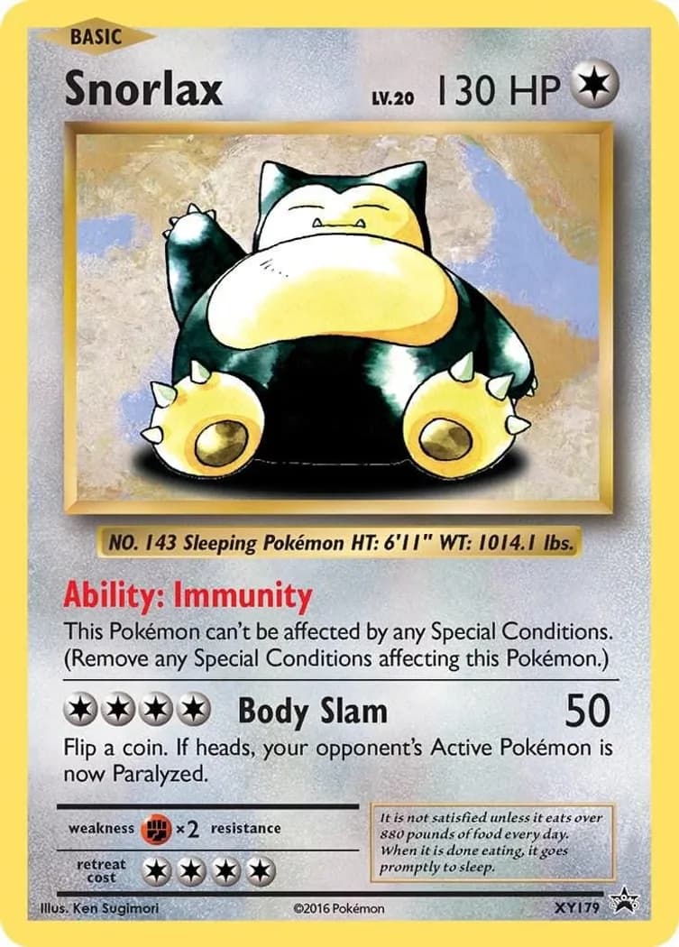 Snorlax card front, XY Black Star Promos XY179