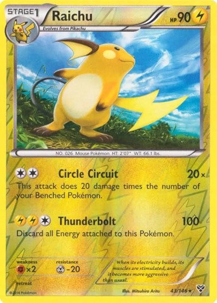 Raichu reverse holo card front, XY 43/146