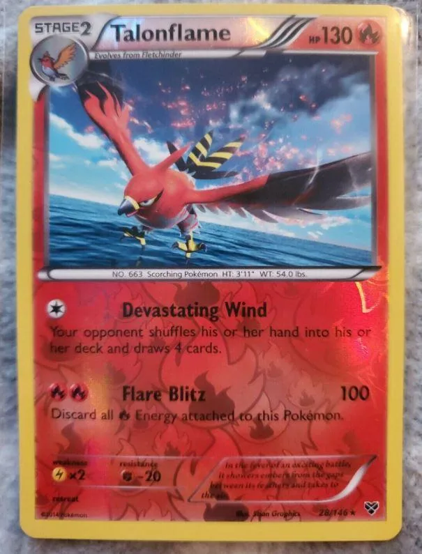 Talonflame reverse holo card front, XY 28/146