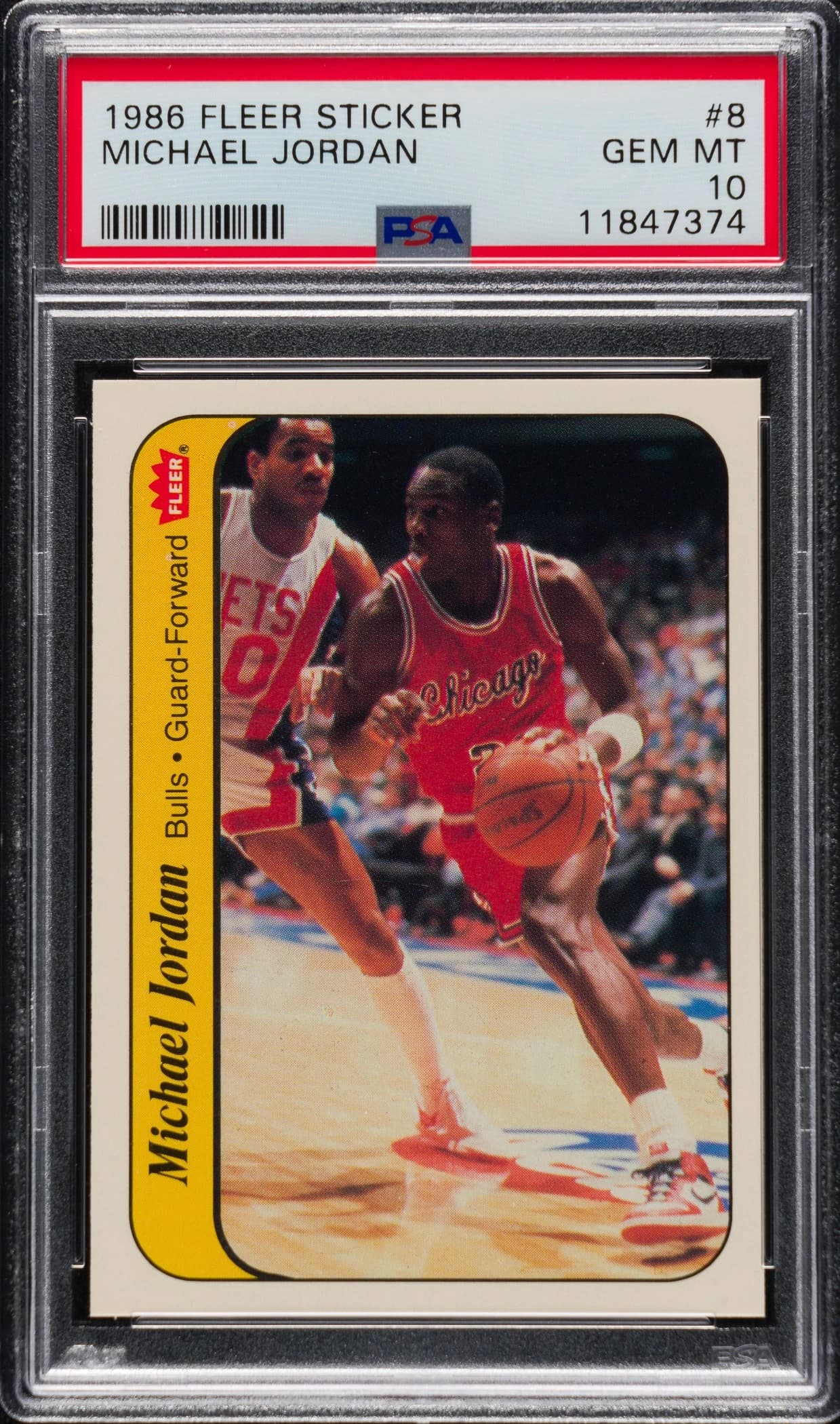 1986-87 Fleer Basketball Stickers Michael Jordan #8 card front