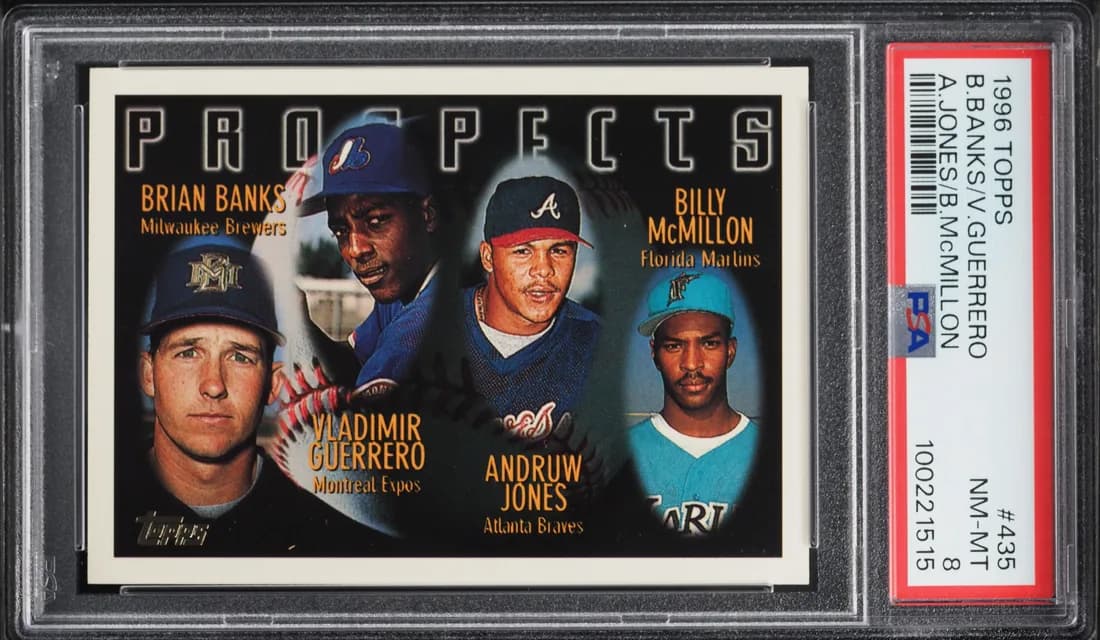 1996 Topps Andruw Jones / Billy McMillon / Brian Banks / Vladimir Guerrero #435 card front