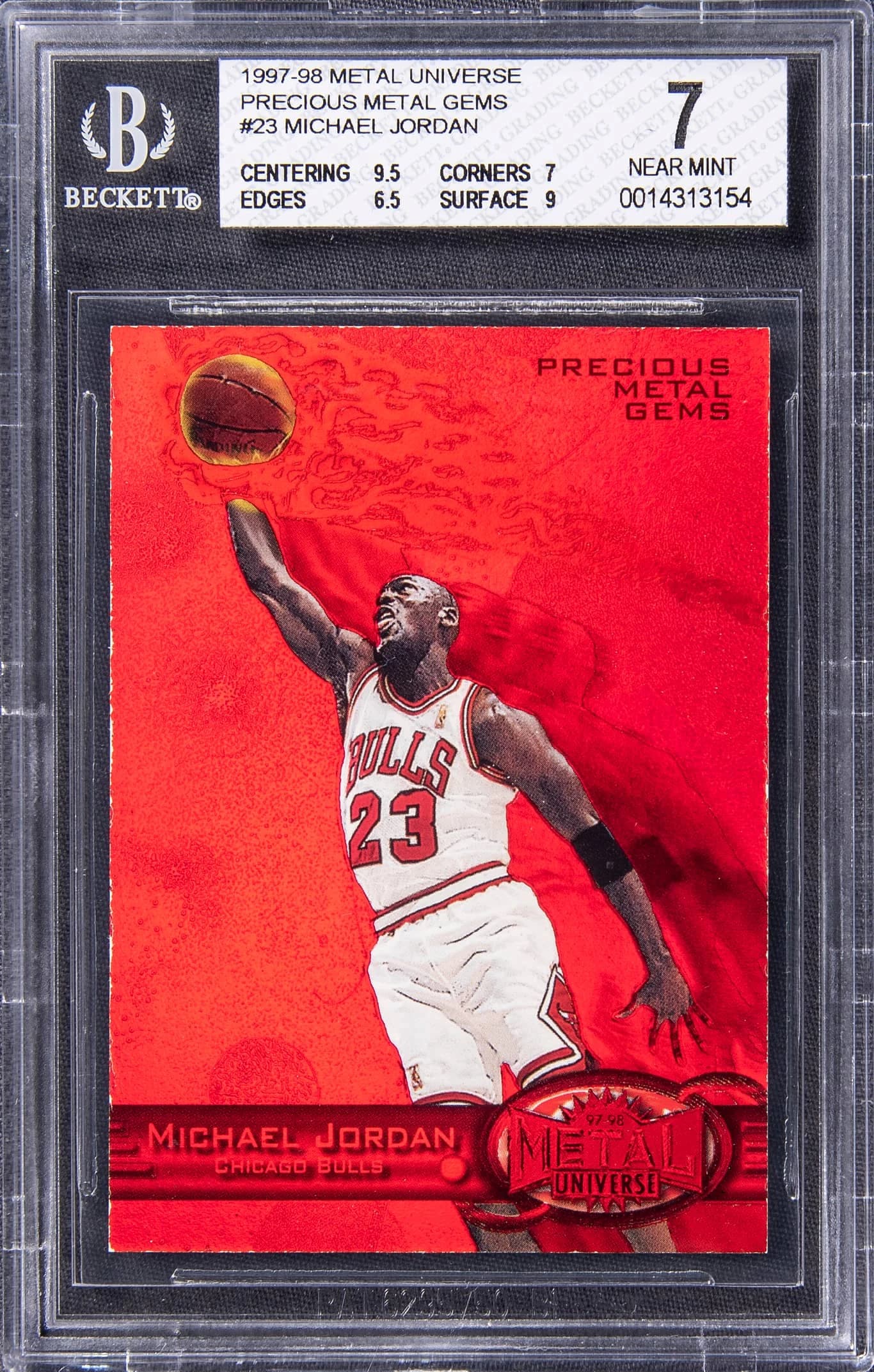 1997-98 Metal Universe Precious Metal Gems Red Michael Jordan #23 card front