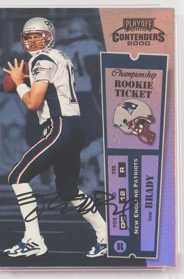 2000 Playoff Contenders Tom Brady Championship Ticket Autograph card front