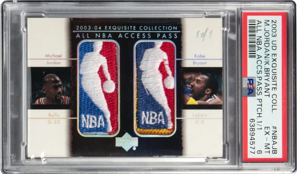 2003-04 Upper Deck Exquisite Collection Dual Logoman Michael Jordan & Kobe Bryant card front