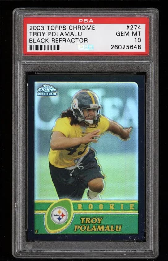 2003 Topps Chrome Black Refractor Troy Polamalu #274 /100 card front